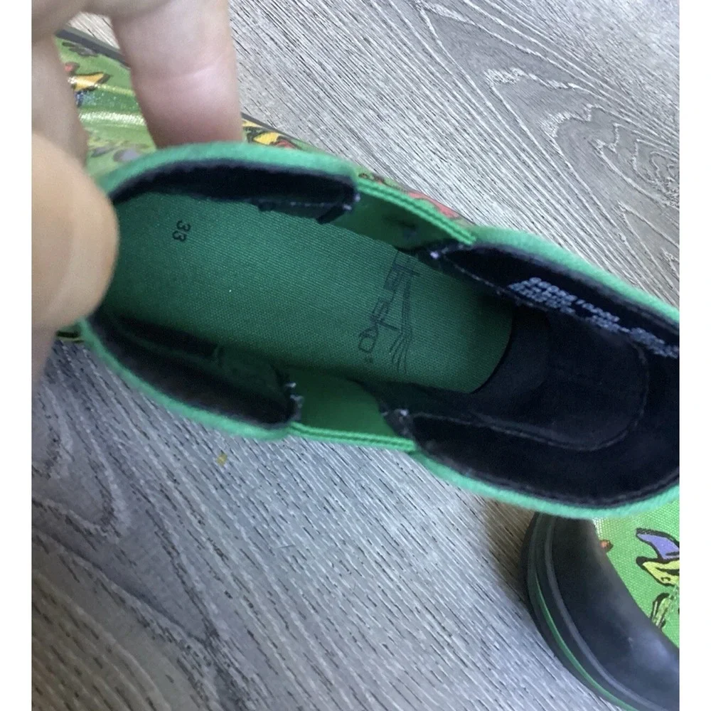 Dansko Vicki Vegan Kids Youth Size 3 EU 33 Green Rain Boots with Colorful Frogs